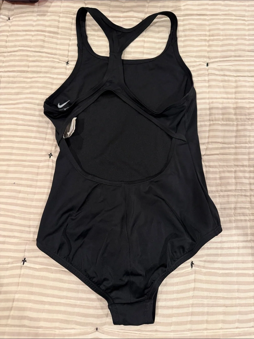 Nike Black One-Piece Swimsuit with White Swoosh